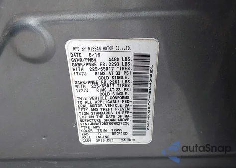 2016 Nissan Rogue S from USA, damaged, VIN JN8AT2MT6GW027226